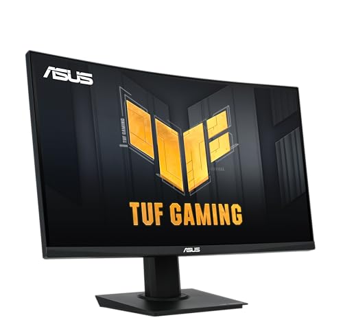 ASUS TUF Gaming 24” (23.6 inch viewable) Curved Monitor (VG24VQER) – FHD, 180Hz, 1ms, DCI-P3 90%, Extreme Low Motion Blur Sync, FreeSync, Shadow Boost, Eye Care, DisplayWidget Center, 3yr Warranty