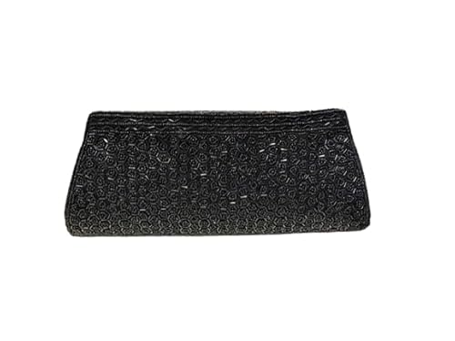 OLL Women's Handcrafted Beautiful Clutch Bag | ladies purse wallet |zari clutch for ladies |traditional indian clutch | women handbags - Black Colour
