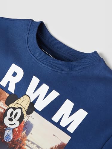 Max Girls Mickey Mouse Print Oversized T-Shirt (Blue_12-14 Y)