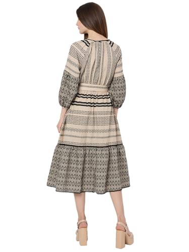 VERO MODA Women's Fit and Flare Beige Dress
