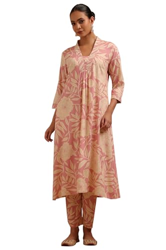 Soch Womens Pink Rayon Botanical Print Co-Ord Set