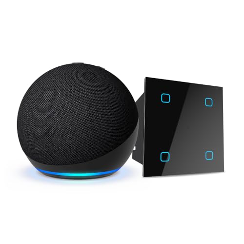 Amazon Echo Dot (5th Gen, Black) Combo with HomeMate Wi-Fi Smart 4 Gang Touch Switch (Black)
