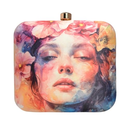 Artklim Multicoloured Women Portrait Printed Clutch