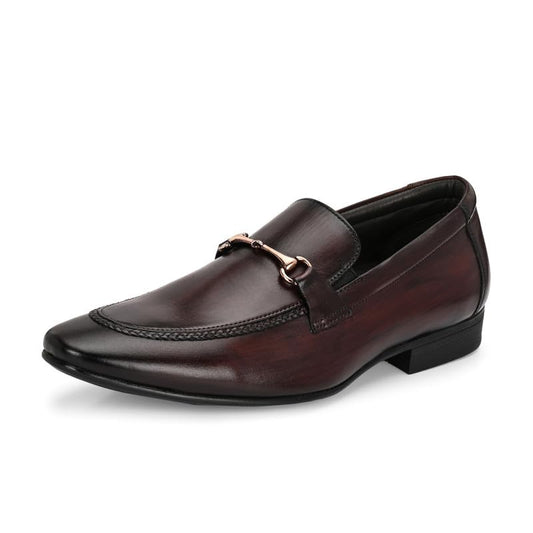 HITZ Men's Brown Leather Slip On Shoes - UK 10