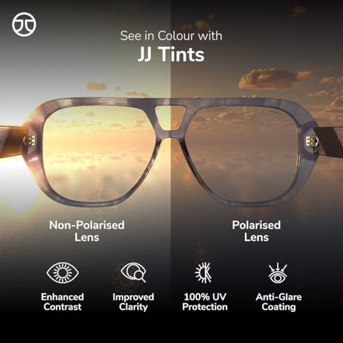 John Jacobs|Uv Protection Non-Polarized Sunglasses For Men & Women|Black Grey Full Rim Square Medium (Size-57) Jj S12804-C2