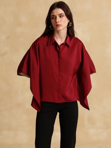 Kazo Christina Batwing Sleeve Shirt Wine