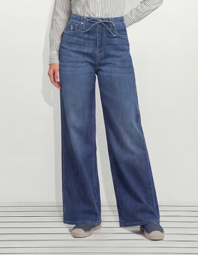 Women Wide Leg High-Rise Light Blue Lightweight Stretchable Jeans