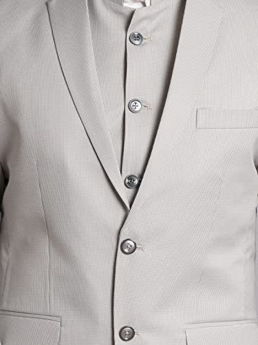 WINTAGE Poly Viscose Grey Solid Three Piece Suit: Small