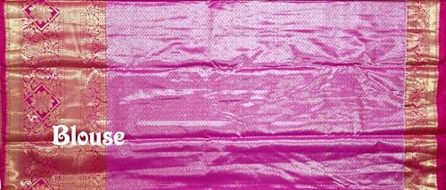 VFCollections Women's Kanchipuram Silk Pure Pattu Sarees With Blouse (VFC391-7)