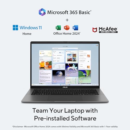 ASUS Vivobook S14,Smartchoice,AMD Ryzen AI 5 330,16GB RAM,512GB SSD,OLED,14",Win11,Office24,M365 Basic (1Yr),Matte Gray,1.4Kg,M3407KA-SF044WS,50 Tops,Metallic Design Laptop,Next-Gen AI Laptop,Copilot+