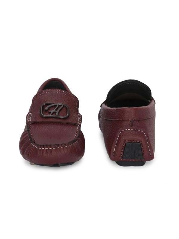 HITZ Men's Brown Leather Casual Loafers - UK 9