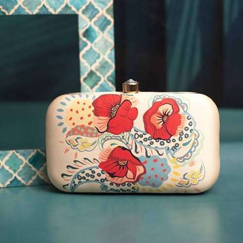 Artklim Red Floral Printed Clutch