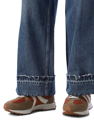 ONLY Women's Solid Wide Leg High-Rise Blue Jeans