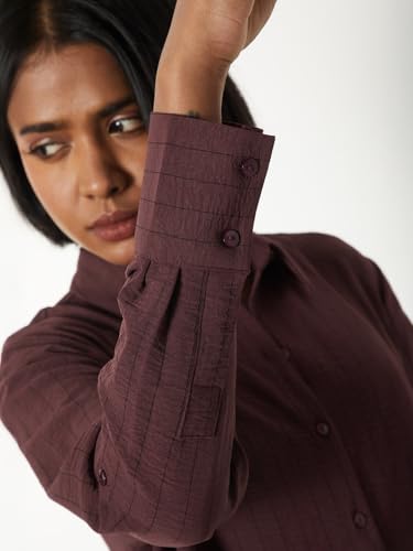 Max Women Striped Shirt (Maroon_XL)