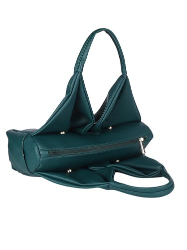 MINI WESST Women's Western Casual Solid Zip Handheld Bag | Ideal for Office, College & Everyday Use, Green