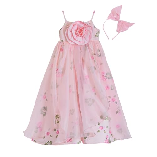 Hopscotch Girls Pink Sleeveless Floral Applique Gown for Age (18-24 Months)