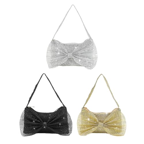 LOOM TREE Women Evening Clutch Bag Female Underarm Bag for Weddings Commuting Birthday Silver
