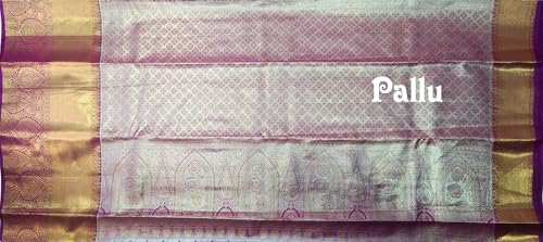 VFCollections Women's Traditional Handloom Kanchipuram Silk Pure Pattu Sarees | Rich Zari Woven Design | Unstitched Blouse (VFC533-2)