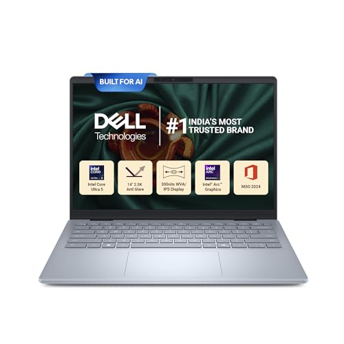 Dell DB14250 14" (35.56 cm) AI Laptop Intel Core Ultra 5 226V Processor, 16GB RAM, 512GB SSD, ARC Graphics, 2.5K Display, IPS ComfortView Plus, 300nits. Backlit KB, FPR, Win 11, Thin & Light, Ice Blue