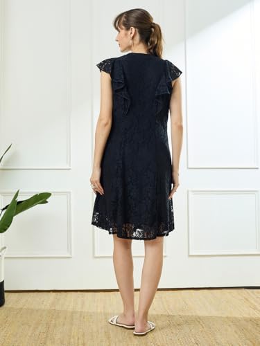 Latin Quarters Women's Black Cap Sleeves V-Neck Party Dress_M
