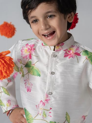 SPUNKIES Boys Printed Kurta Set with Pajama | Elegant Festive Outfit for Kids | Traditional Ethnic Wear for Weddings & Celebrations | Comfortable & Stylish Kurta Pajama Set for Boys