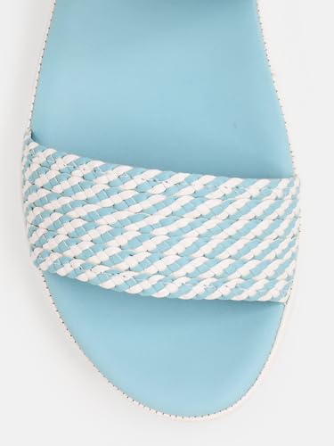 KENNETH COLE Women's Flatform Sandal | Synthetic | Textured Strap, Ankle Strap, Open Toe | Blue, UK6