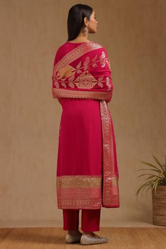 Soch Women's Organza Salwar Suit Set (EWA5CD22250_Fuchsia