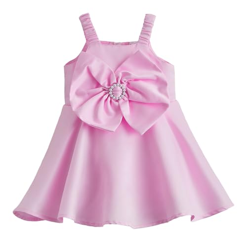 Hopscotch Oversized Bow Applique Dress For Ages (12-18 Months)