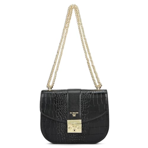 Da Milano Leather Shoulder Bag for Women - Black (LB-00930)