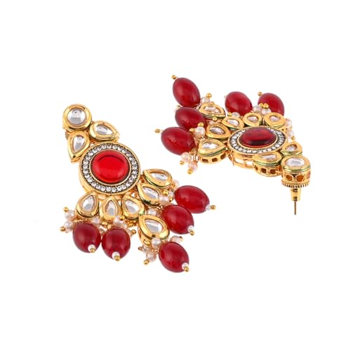 VOYLLA Kundan Elegance Opulent Teardrop Maang Tika Set For Women|Womens Jewellery Set|Gift For Women|Womens Gift|Gift For Her|