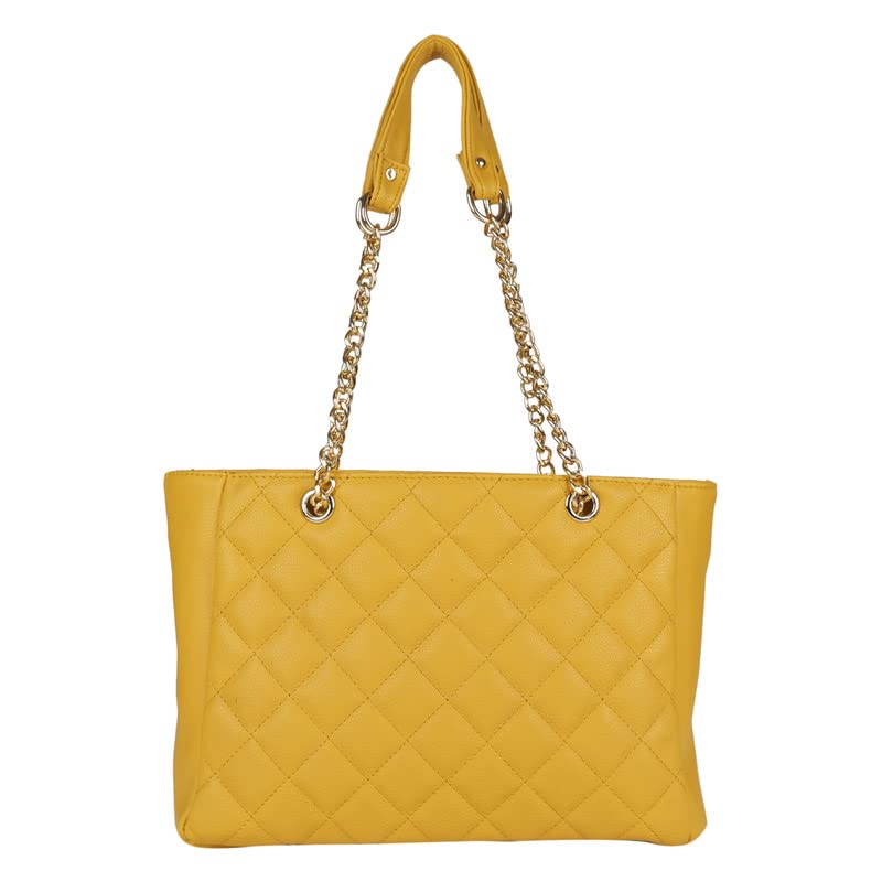 MINI WESST Women's Solid Yellow Synthetic Leather Tote Bag for Office, College and Party (MWHB093YL)