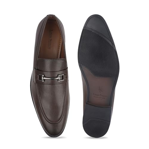 LOUIS STITCH Men's Brunette Brown Shoes Slipon Style Comfortable Moccasins with Buckle for Men (Size-8UK)(RGMCAB)