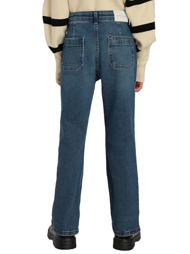VERO MODA Girl's Solid Bootcut High Rise Blue Jeans