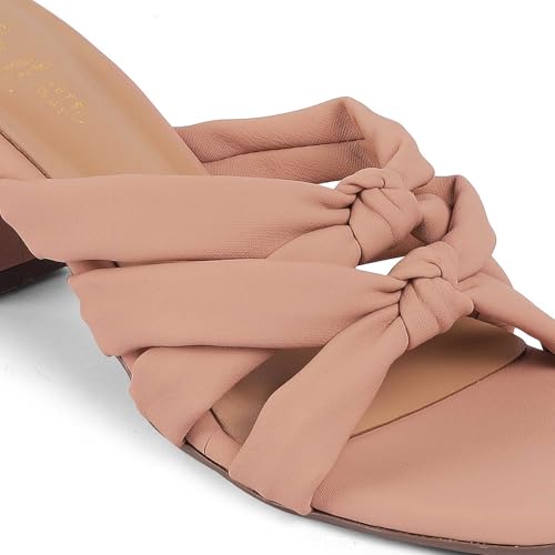 tresmode SOFSTRIP Women's Block Heels Pumps Leather Stylish Pink, 6 UK / 39 EU - Pointed Toe Ladies Footwear Soft Comfortable Sandals