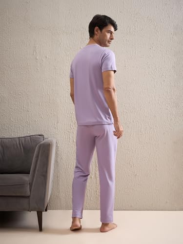 Sweet Dreams Men Gentlemen Solid Pyjama Set Lilac