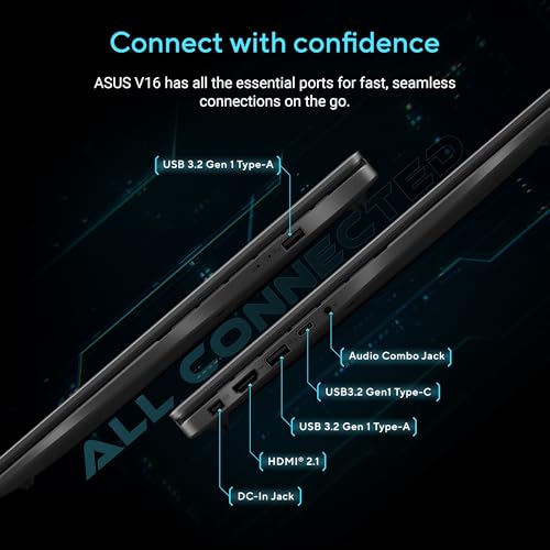 ASUS Gaming V16 (2025), 14th Gen,Intel Core 7 240H Gaming Laptop(RTX 5050-8GB/16GB RAM/512GB SSD/FHD+/16"/144Hz/Backlit Keyboard/Windows 11/M365*/Office Home 2024/Matte Black/1.95 Kg) V3607VH-RP038WS