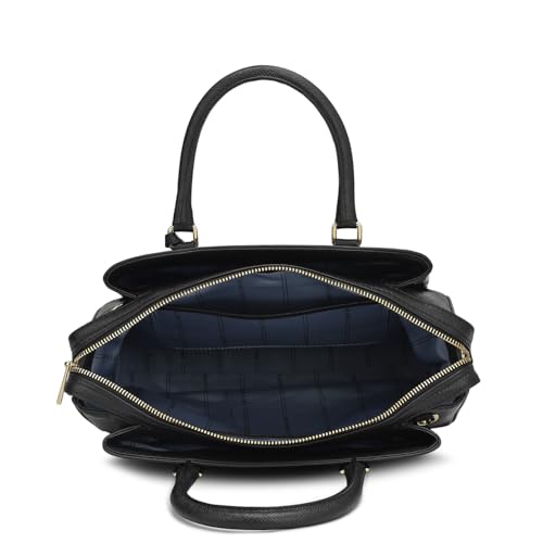 Da Milano Genuine Leather Black Satchel (00055D) (Medium)