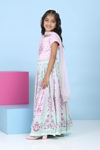 Biba Girls Pink Cotton Printed Regular Lehenga Set_14-15Y