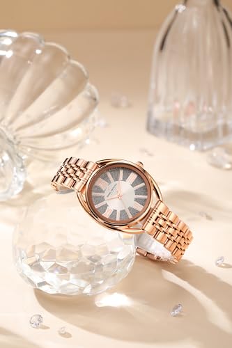 Daniel Hechter Paris Neuilly Collection Analog Watch for Women – Rose Gold Roman Indexes, Shimmer Round Dial, Stainless Steel Strap & Water Resistant - DHW2007