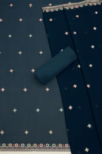 Soch Womens Blue Georgette Embroidered Unstitch Dress Material With Zari