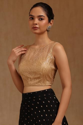 Soch Womens Gold Net Padded Blouse with Sequins