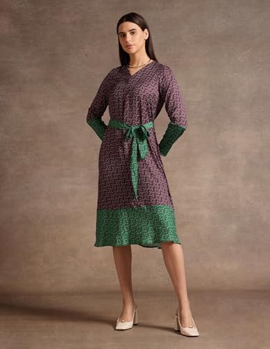 U.S. POLO ASSN. Women's Polyester Wrap Midi Dress (UWAW24DRS147 Purple