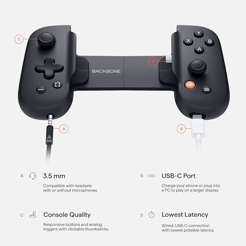 Backbone One Mobile Gaming Controller for Android and iPhone 15 Series (USB-C) - 2nd Gen - Turn Your Phone into a Gaming Console - Play Xbox, PlayStation, Call of Duty, Roblox, Genshin Impact & More
