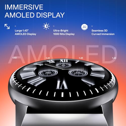 boAt Valour Watch 1 R, AI Smart Habit Builder, 1.43" 3D Immersive AMOLED Display, 1000 nits, Light-Weight Aluminium Build 3 ATM, 10 Days Battery Life, Smart Watches for Man (Steel Black)