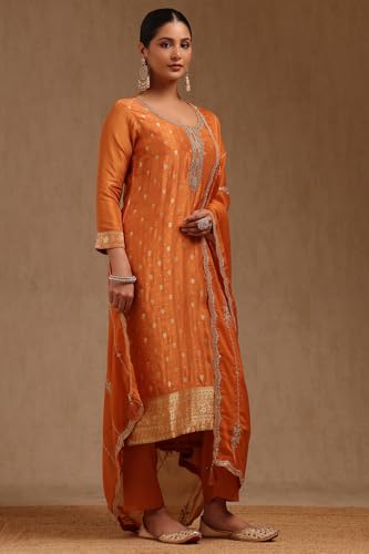 Soch Women's Dola Silk Salwar Suit Set (SMUA5CD2313_Orange