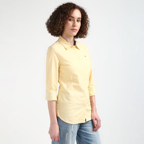Tommy Hilfiger Yellow Solid Spread Collar Full Sleeve Shirt