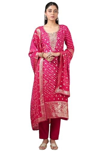 Soch Women's Organza Salwar Suit Set (EWS5CD21701_Fuchsia