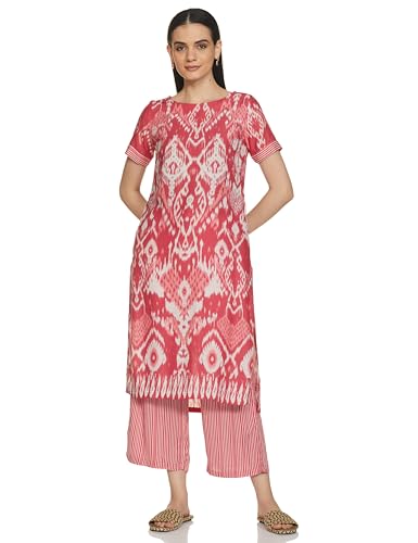 BIBA Women's Rayon kurta,palazzo (ASSORTED2007EAW24DUSTY PNK