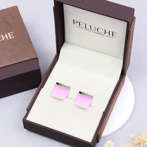 Peluche Square Cat's Eye Stone (Pink) Cufflinks for Men