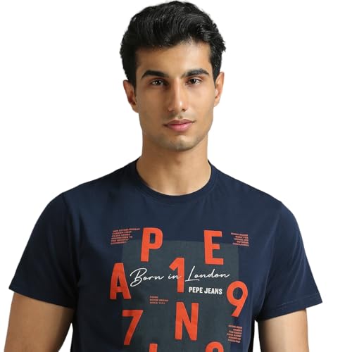 Pepe Jeans Men's Slim Fit T-Shirt (PM509828_Navy
